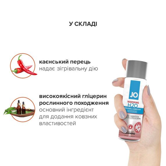 Зігрівальна змазка на водній основі System JO H2O WARMING (60 мл) з екстрактом перцевої м’яти | Зображення 3