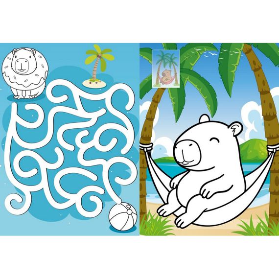 Дитяча розмальовка зі стікерами "Капібара на канікулах" CB21, 16 сторінок | Зображення 1