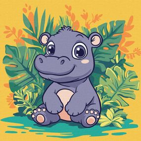 Картина за номерами "Бегемот у тропіках" KHO1260, 30х30 см