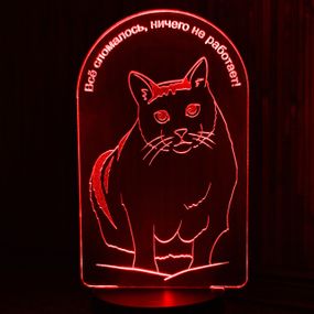 Акриловый светильник-ночник Кот Бендер красный tty-n001558