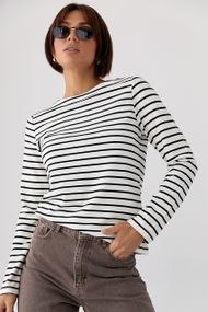 Трикотажний лонг у смужку - білий цвет, L (є розміри)