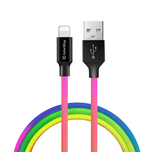 Кабель USB Lightning ColorWay CW-CBUL016-MC 2,4A 1м різнокольоровий