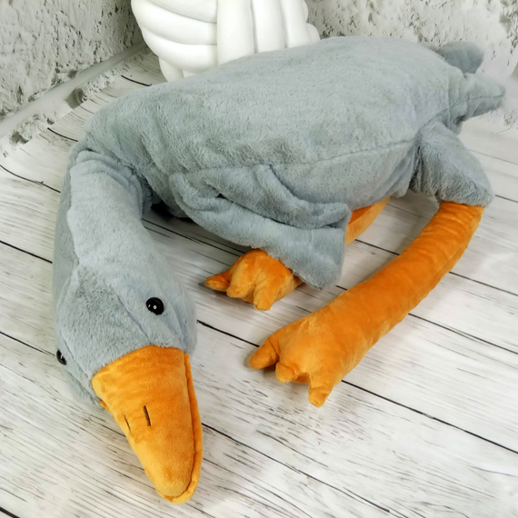 Плюшева іграшка-подушка з пледом усередині Сірий Гусак-обіймак 92 см | Зображення 9