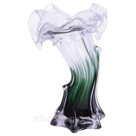 Декоративная стеклянная ваза для цветов 20 см фигурная ваза 125 мл Зеленая HP-9-2