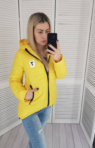 Жіноча демісезонна куртка з емблемою, арт.210/7, жовтий | Зображення 2