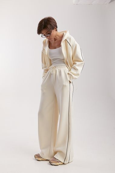 Вільний спортивний костюм з капюшоном - кремовий цвет, S (є розміри) | Зображення 5