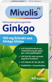 Витамины Миволис Гинкго билоба - Память + Концентрация Mivolis Ginkgo biloba, 40 St.
