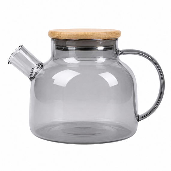 Стеклянный чайник на плиту 1л Smokey Crystal GK-5515 из боросиликатного стекла для заваривания чая Серый перламутр