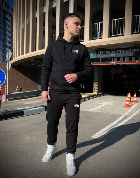 Зимний спортивный костюм TNF с начесом черный худи + черные штаны RD019/RD021 | Зображення 3