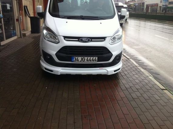 Накладка на передній бампер (2013-2017, під фарбування) для Ford Custom рр | Зображення 1