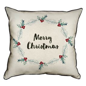 Подушка с мешковины Merry Christmas 45x45 см (45PHB_17NG003_WH)