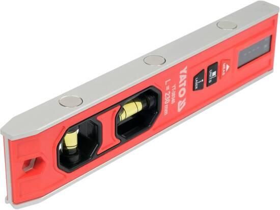 Рівень з лазерним дальноміром до 20м TORPEDO 230мм 2 капсули магніт YATO YT-30340