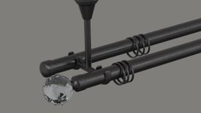 Карниз для штор двухрядный металлический 19 мм потолочный, Шар Кристалл Маренго 300 см.