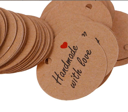 Бирка "Hand made with love" (100 шт) | Зображення 1