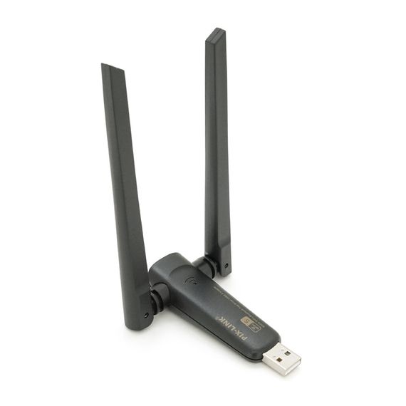 Бездротовий мережний адаптер Wi-Fi-USB Merlion LV-UAC21, RTL8811CU, з 2-ма антенами 10см, 802.11 a/b/g/n, 600MB, 2.4 GHz, Blister