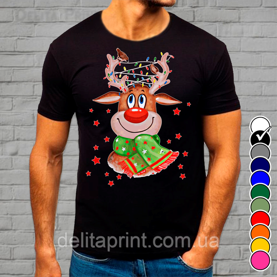 Футболка з новорічним принтом "Новорічні Олені" Family Look XL