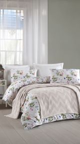 Постільна білизна з пледом Saheser Ranforce Zig Zag 200 х 220 см A.Gri