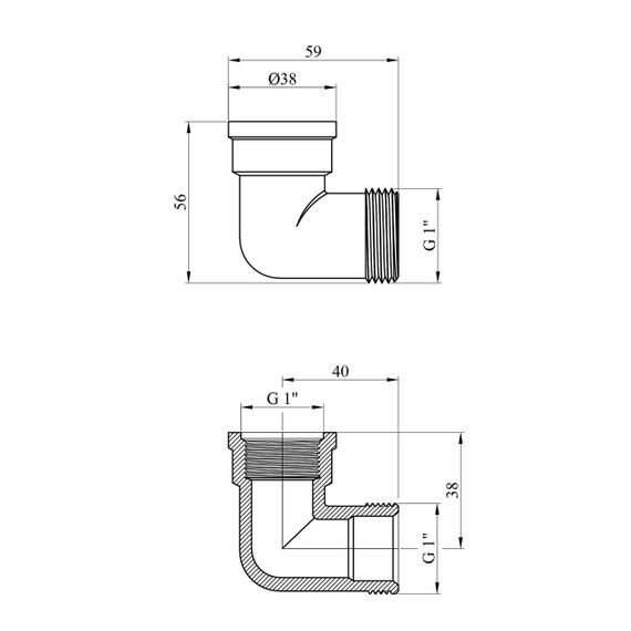 Угольник усиленный LexLine 1" ВЗ латунный УК0118-1-В | Зображення 1