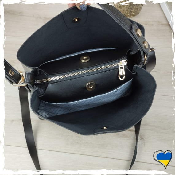 Сумка жіноча чорна з екошкіри. Сумка женская черная. Сумка чорна, екошкіра сумка | Зображення 5