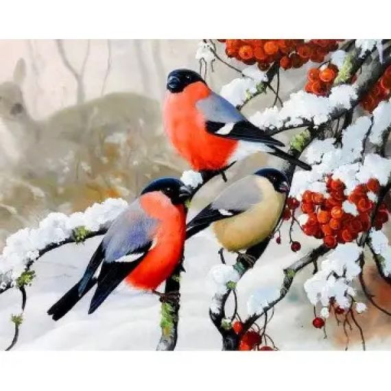 Алмазная мозаика Снегири 40х50 см ColorArt SP035 | Зображення 1