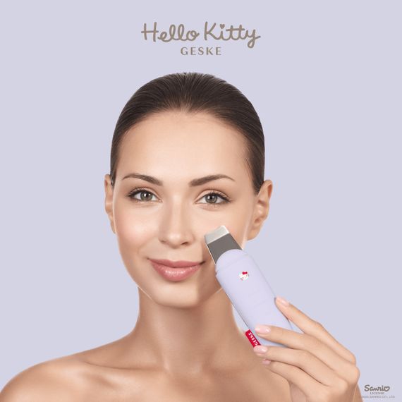 Мікрострумовий скрабер для шкіри і усунення чорних точок GESKE MicroCurrent Skin Scrubber&Blackhead Remover 9в1 Hello Kitty purple | Зображення 3
