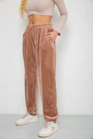Штаны женские велюровые  -уценка, цвет бежевый, 238R105-U | Зображення 2