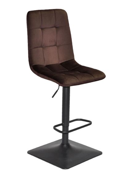 Барный стул Tom Bar 4-BK-Base черная квадратная опора, с регулировкой высоты сиденья, мягкая обивка велюр темно-коричневый UC-910 | Зображення 5