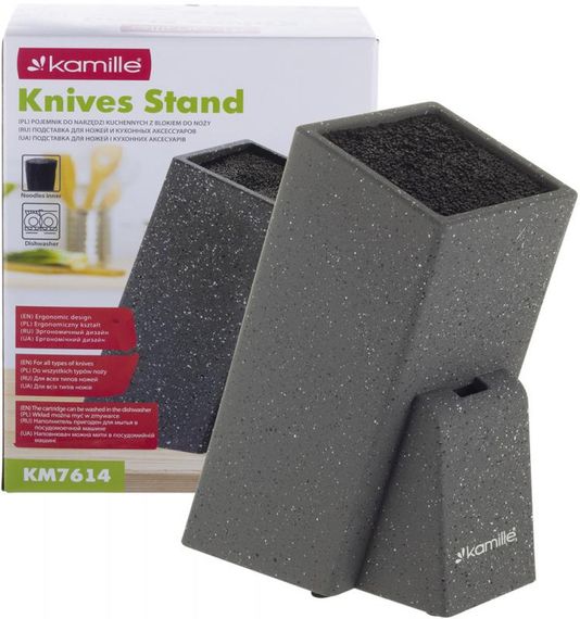 Підставка-колода для ножів Kamille Brash Stand 26см, сірий граніт з наповнювачем | Зображення 6