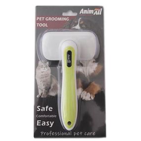 Пуходерка AnimAll Groom для собак і котів, з автоматичною системою очищення, зелена
