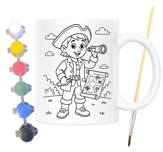 Набор для творчества кружка раскраска по мотивам Остров сокровищ (Роберт Льюис Ст 330 мл белая (КР0177) | Зображення 1