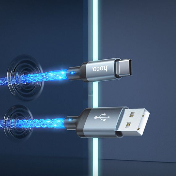 Дата кабель Hoco U112 Shine 2.4A USB to Type-C (1m) Gray | Зображення 6