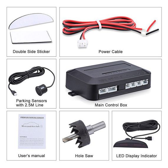 Парковочная система на 4 датчика парковки парктроник Assistant WM-252 Parking Sensor | Зображення 5