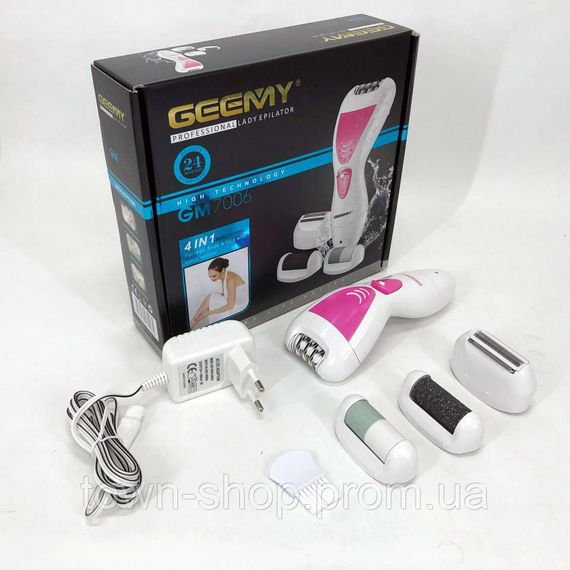 Эпилятор Gemei GM-7006 4в1 - Профеcсиональный беспроводной эпилятор бритва с насадками триммер + пемза. Цвет: | Зображення 7