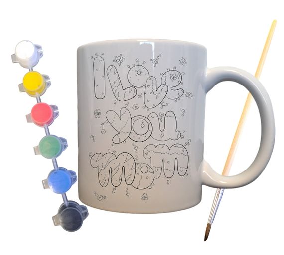 Набор для творчества кружка раскраска Я люблю тебя, мамочка 330 мл белая (КР0071)