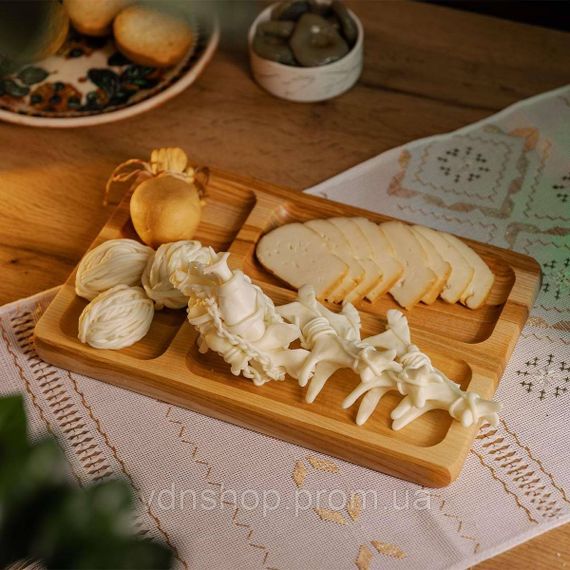 Дошка для подачі дерев'яна 30×20 см прямокутна на 3 секції, ясен T31W200 | Зображення 1