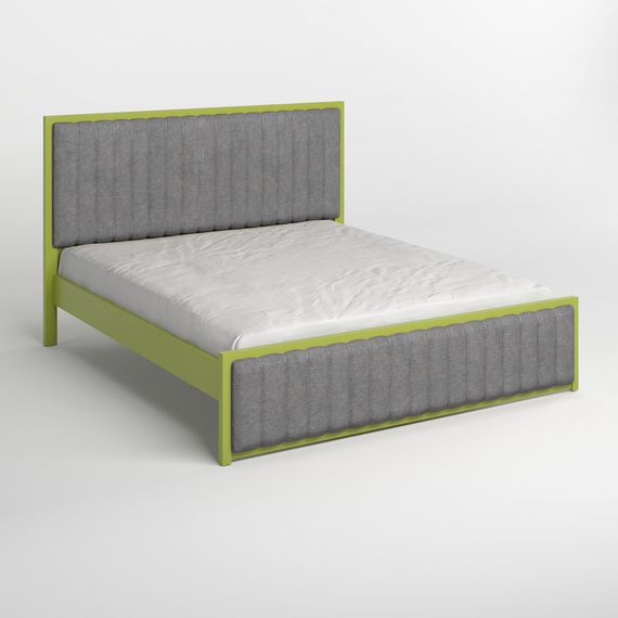 Односпальне дерев'яне ліжко Mebigrand Відень Лайм (S3050G70Y)/Аляска 93 (Сірий) 80х190 см (MBG-10479) | Зображення 1