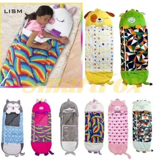 Білий єдиноріг Дитячий спальний мішок на блискавці 3 в 1 іграшка подушка спальник та вбудована подушка | Зображення 1