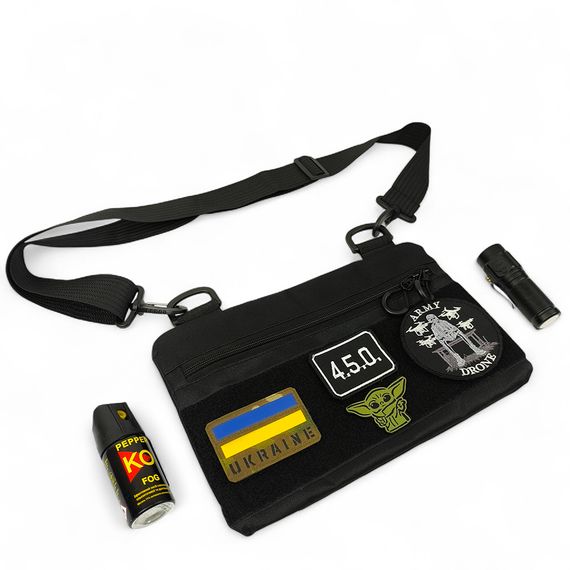 Молодіжна тактична сумка для патчів на плече з 4 кишенями black