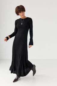 Однотонна сукня максі в рубчик - чорний цвет, ONE SIZE (є розміри)