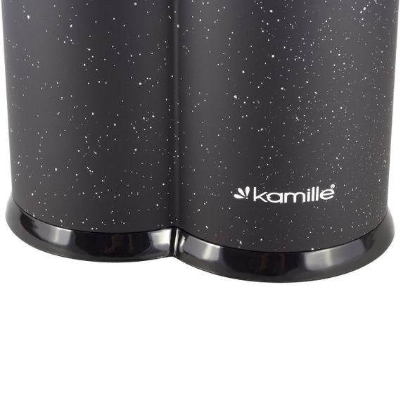 Подставка для ножей Kamille двойная 22 см и кухонных принадлежностей колода пластиковая черный мрамор | Зображення 3