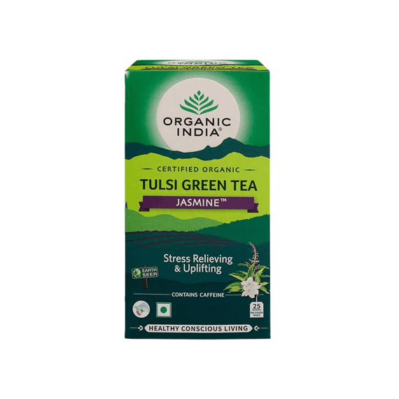 Органічний індійський зелений чай Тулсі Жасмин  25 чайних пакетиків Organic India 801541509546