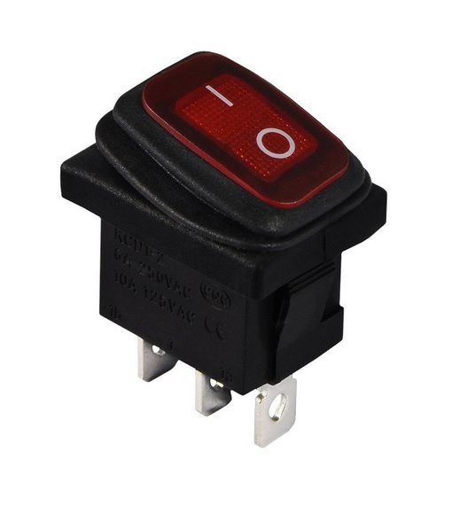Перемикач KCD1-2-101WN R/B 220V 1 червона клавіша з підсвічуванням вологозахищена Ny95500695