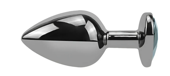 Анальная пробка с кристаллом EGZO - Dark Silver Heart Plug Red size S | Зображення 3