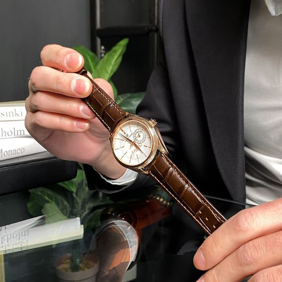Чоловічий годинник Pagani Design PD-1689 Gold-White-Brown | Зображення 4