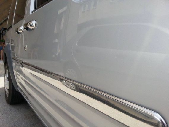 Молдинги на двери (4 шт, нерж.) Длинная, Carmos - Турецкая сталь для Ford Connect 2010-2013 гг | Зображення 1