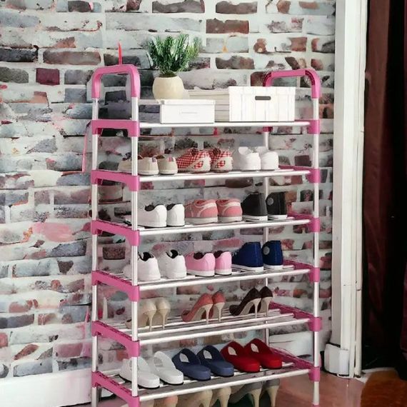 Полиця для взуття Shoe Rack 6 полиць Органайзер стійка 6 секцій 56х28х113см. Колір: чорний | Зображення 7