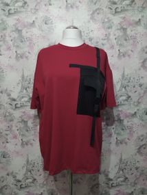 Футболка женская трикотажная бордовый oversize унисекс 56