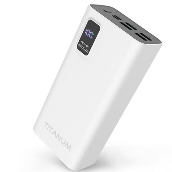 Повербанк зі швидкою зарядкою TITANUM TPB-728S-W 30000mAh 22.5W  4USB, Micro USB, Type-C White | Зображення 2