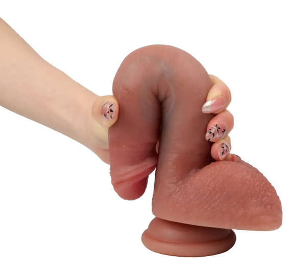 Большой фаллоимитатор с мошонкой на присоске OYO - Dildo Double Layer Silicone YQW-028 (длина 21.5 см, диаметр 3.8 см) Sex Aura | Зображення 3
