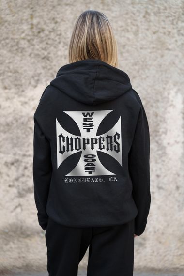 Утеплене зіп худі на флісі зіпер з принтом Choppers Without Kane Black | Зображення 6